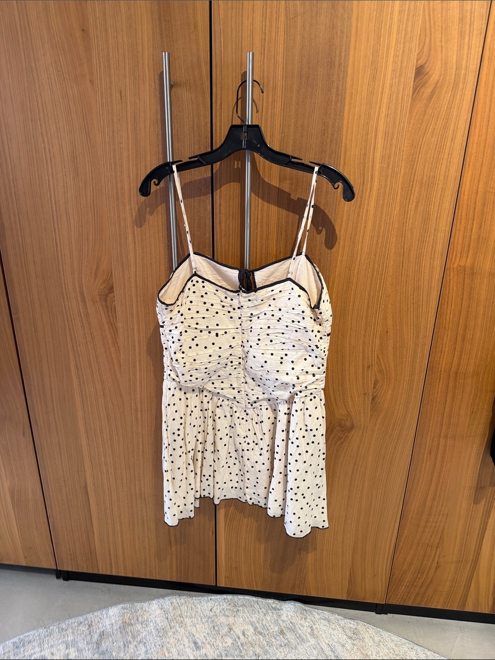 Free People Cream Spaghetti Strap Polka Dot Babydoll Top - Picture 6 of 8